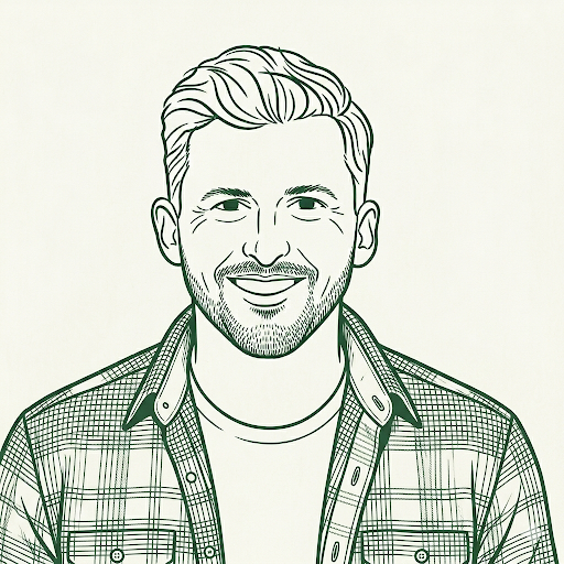 Line-art portrait illustration of Yoav Lurie